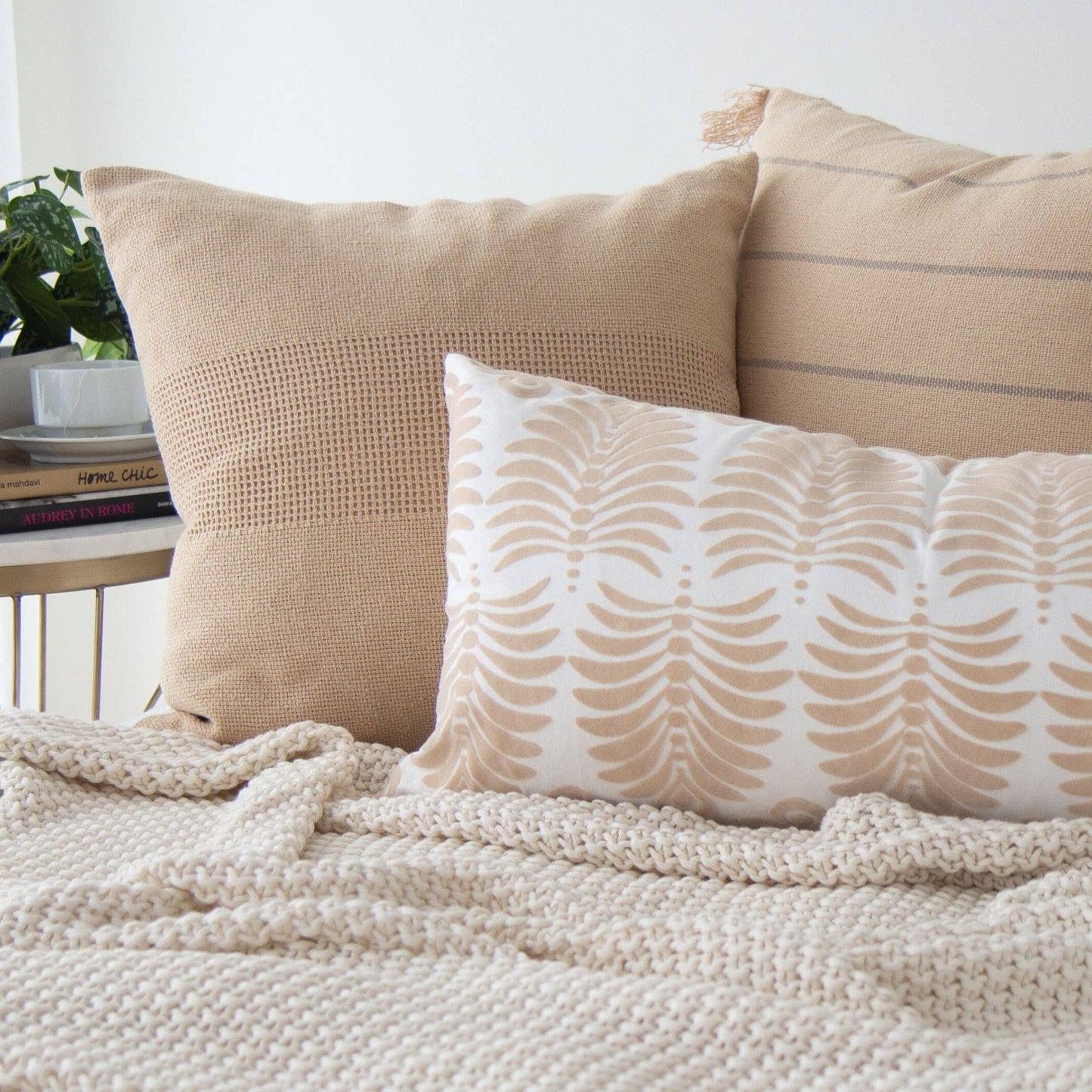 Lennox Woven Textured Pillow Cover: Cream / 20" X 20"