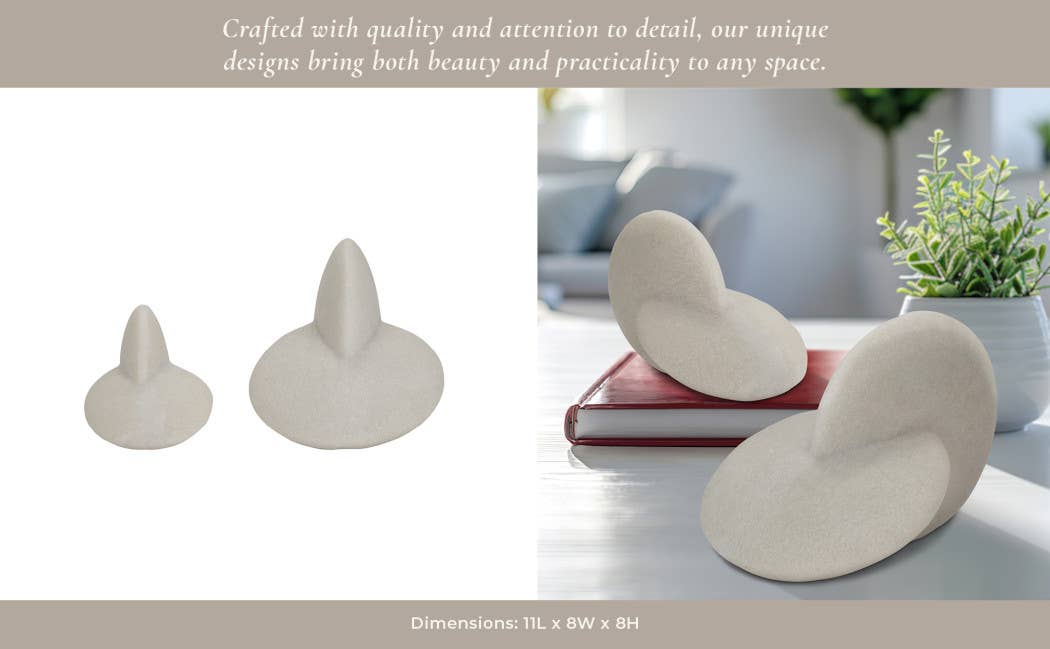 Decorative Objects Set of 2 - White Resin Modern, 8/11 in.