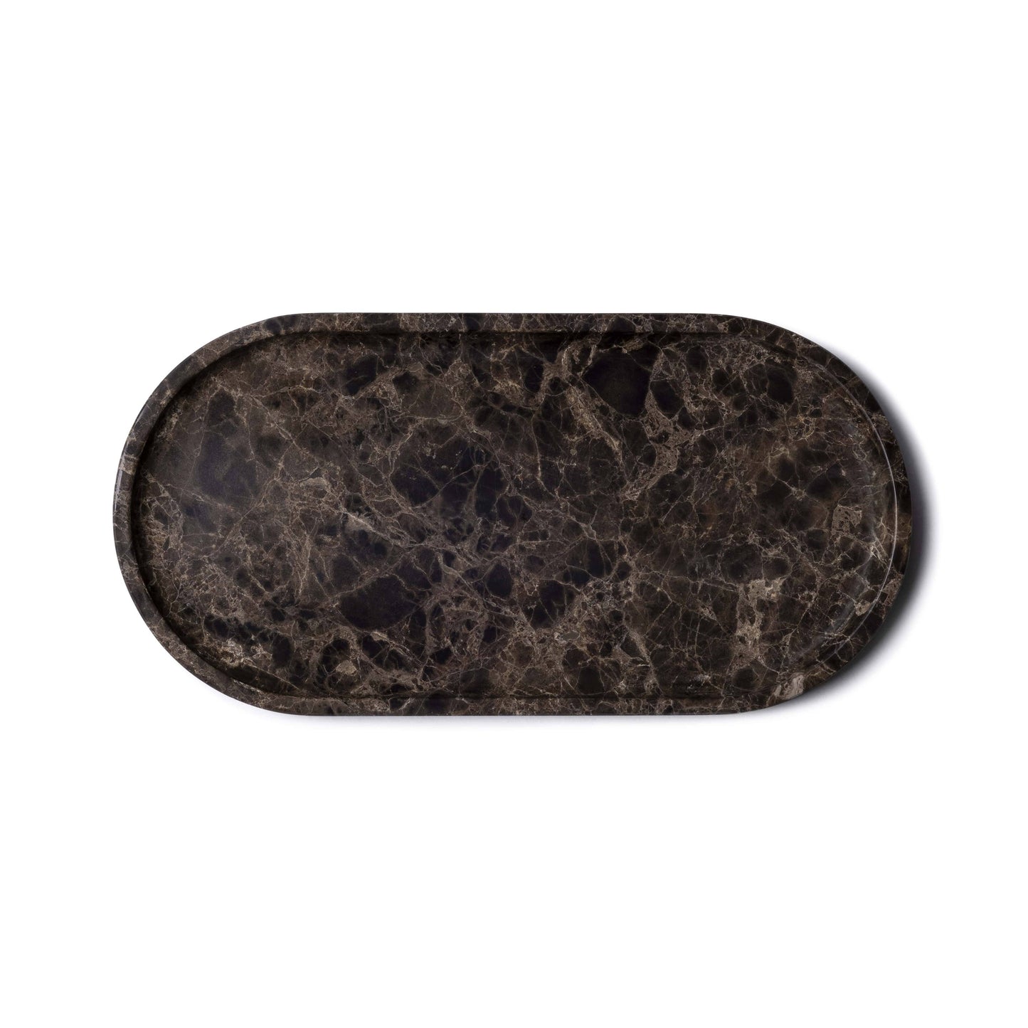 Oval marble tray 30x15cm brown