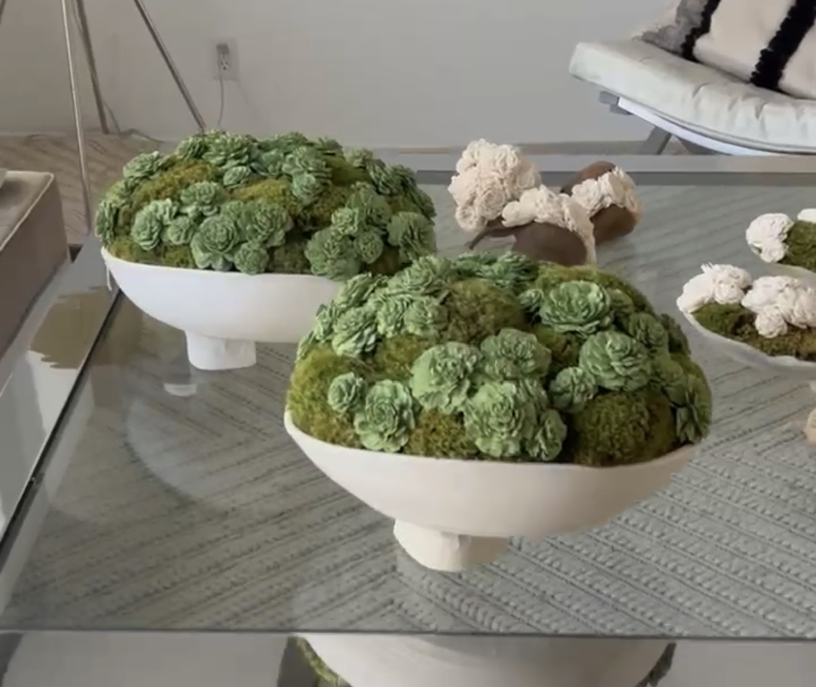 Hand Painted Green Balsa Centerpiece