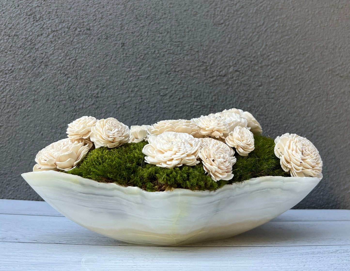 Onyx Tabletop Centerpiece Moss and Balsa Flower