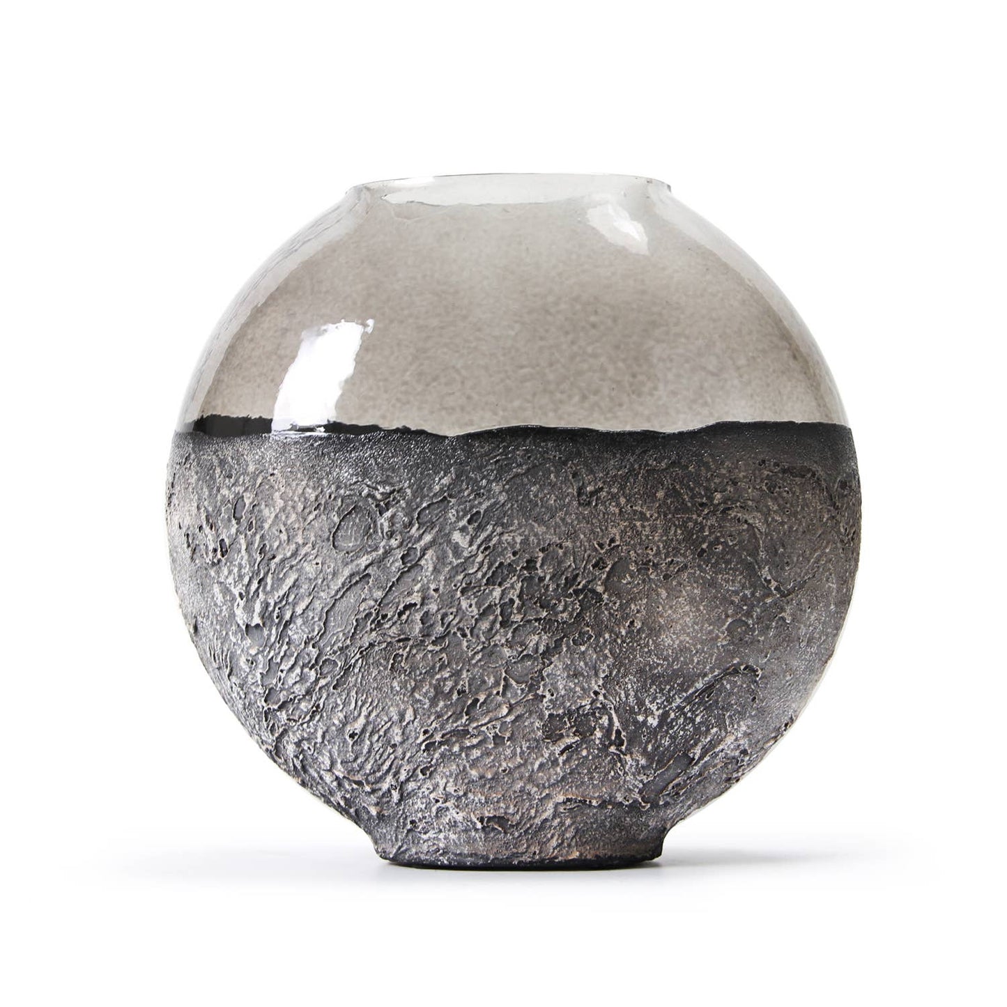 Lunar Decorative Glass Vase: Grey / H-9.25" | D-10.25" X 5"