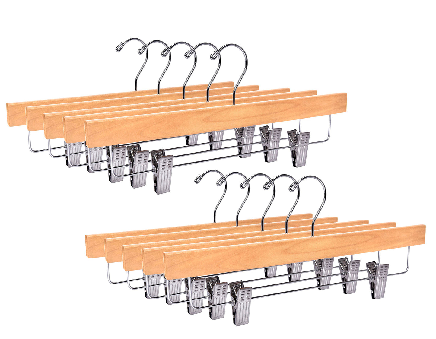 W033 -Wooden Straight Skirt Hanger -Natural/Chrome hook -120