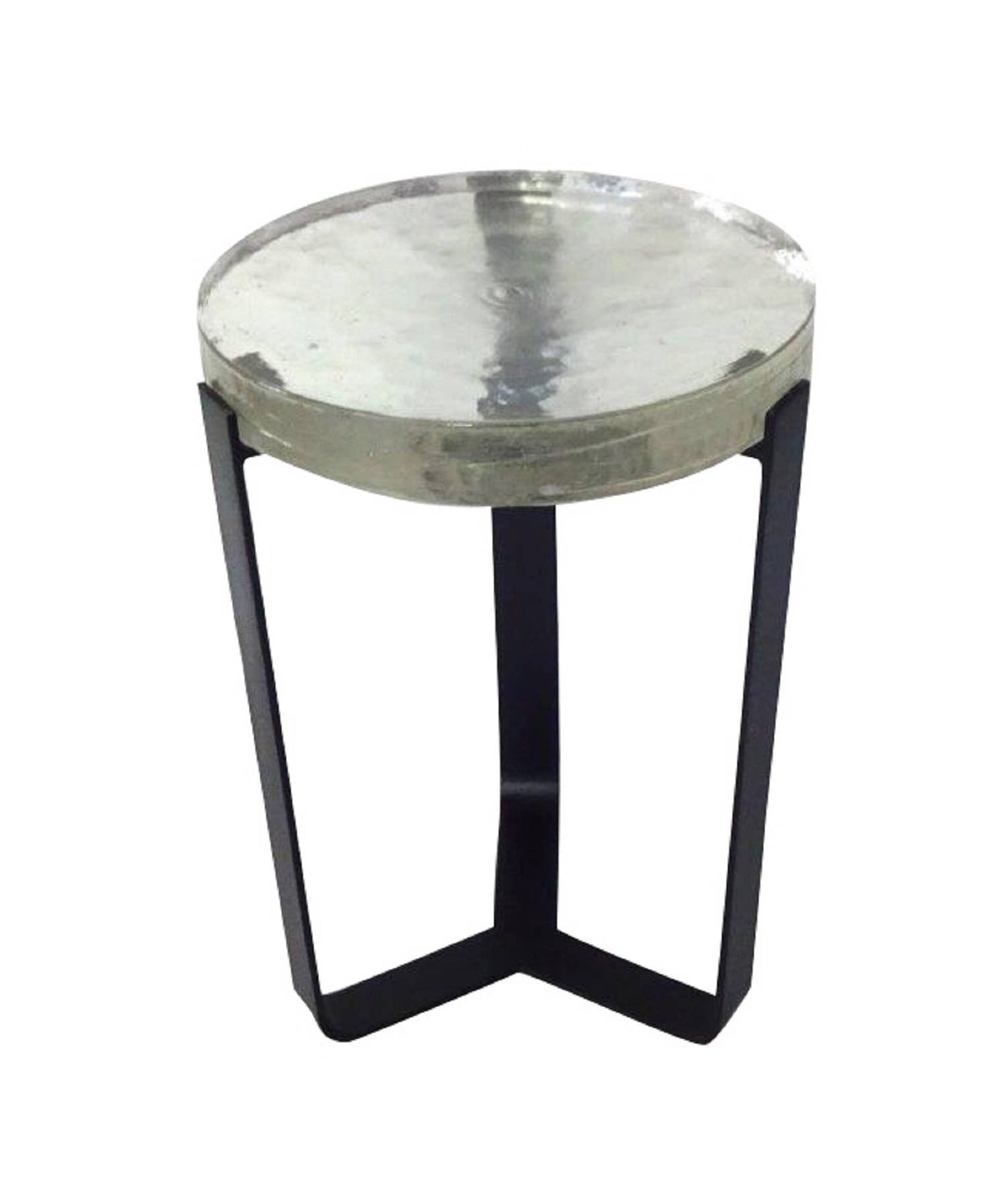 Round Glass Top Accent Table w/ Black Legs
