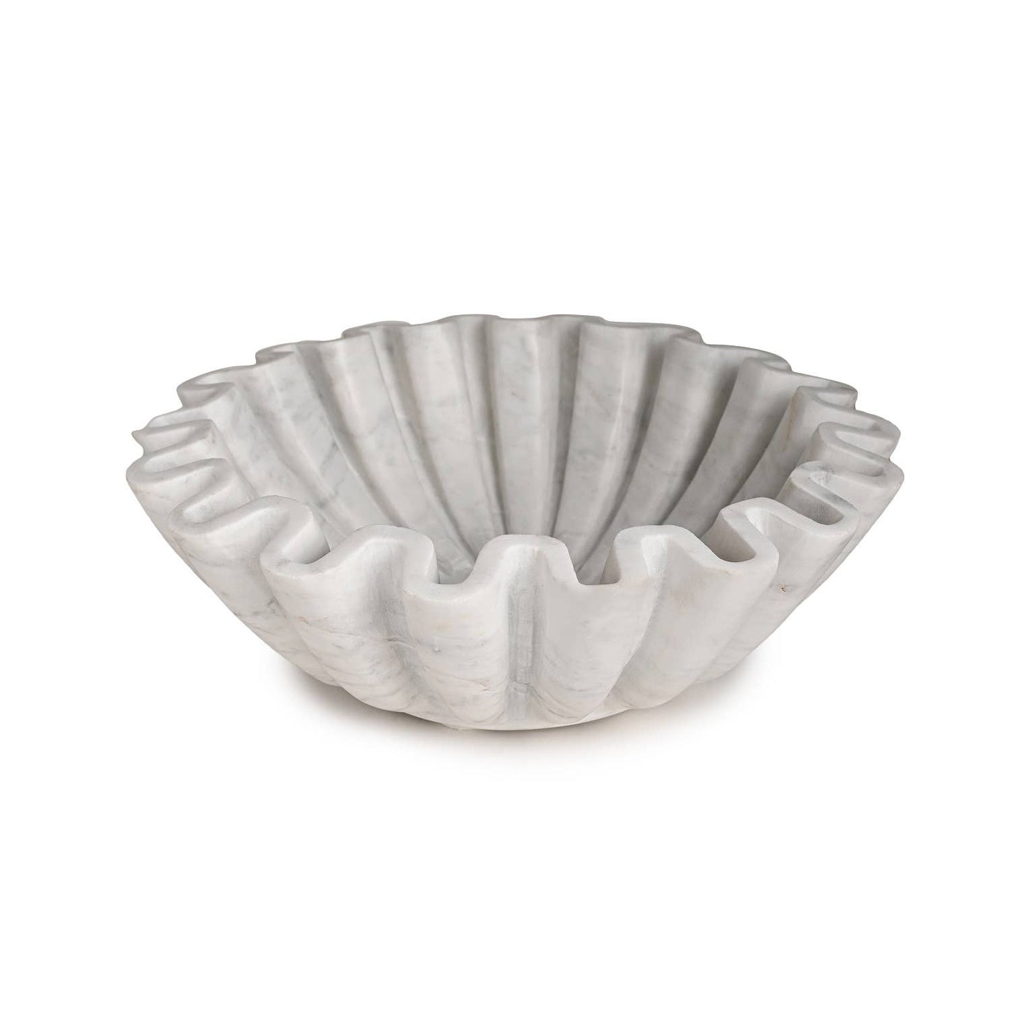 Marble Fine Carved Lotus Bowl 12" Dia