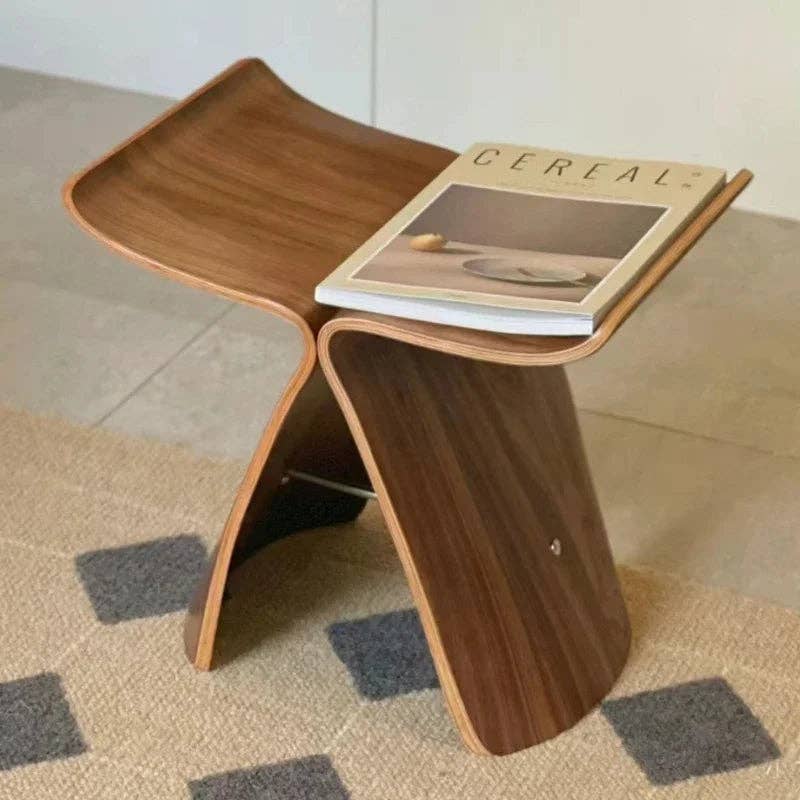 Sculptural Wood Accent Stool