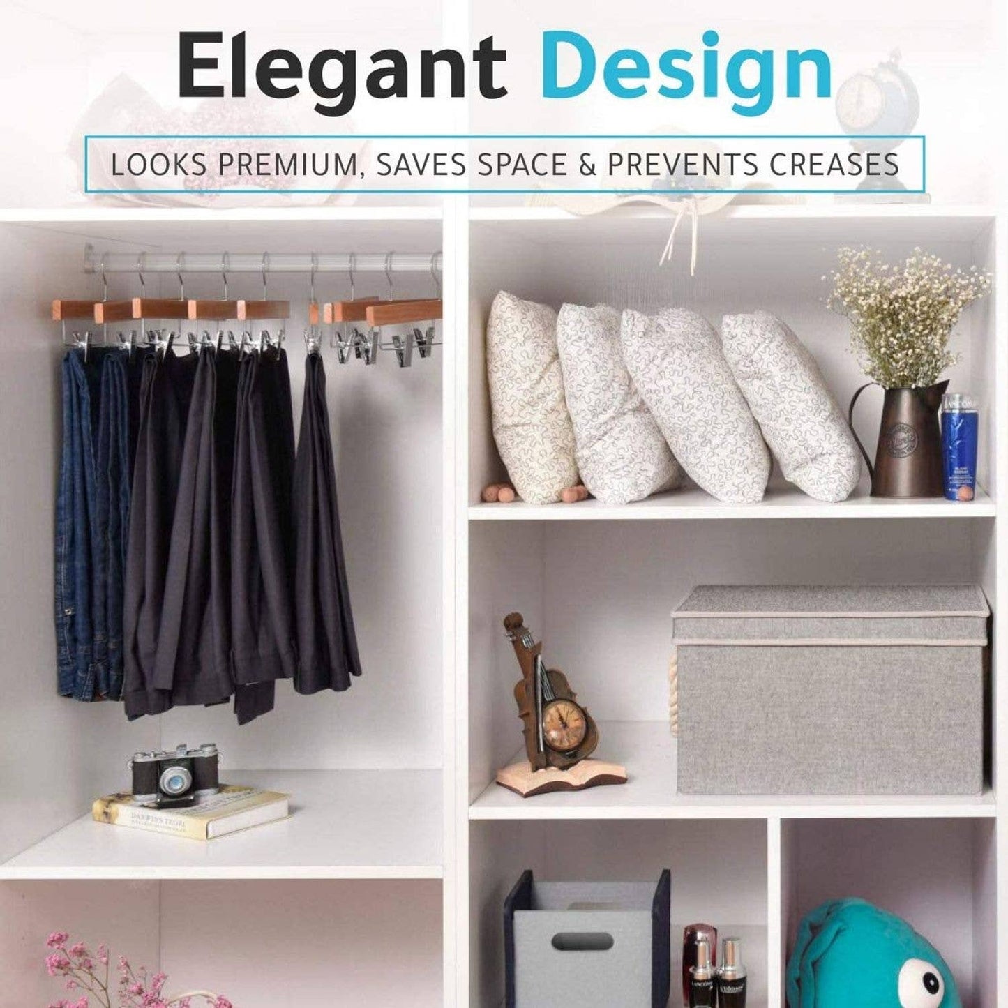 W033 -Wooden Straight Skirt Hanger -Natural/Chrome hook -100