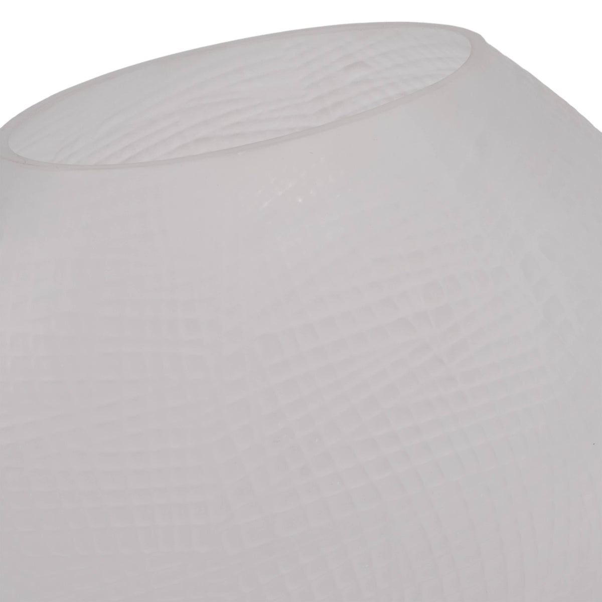 Decorative Vase - White Glass Round Textured Modern, 8 in.
