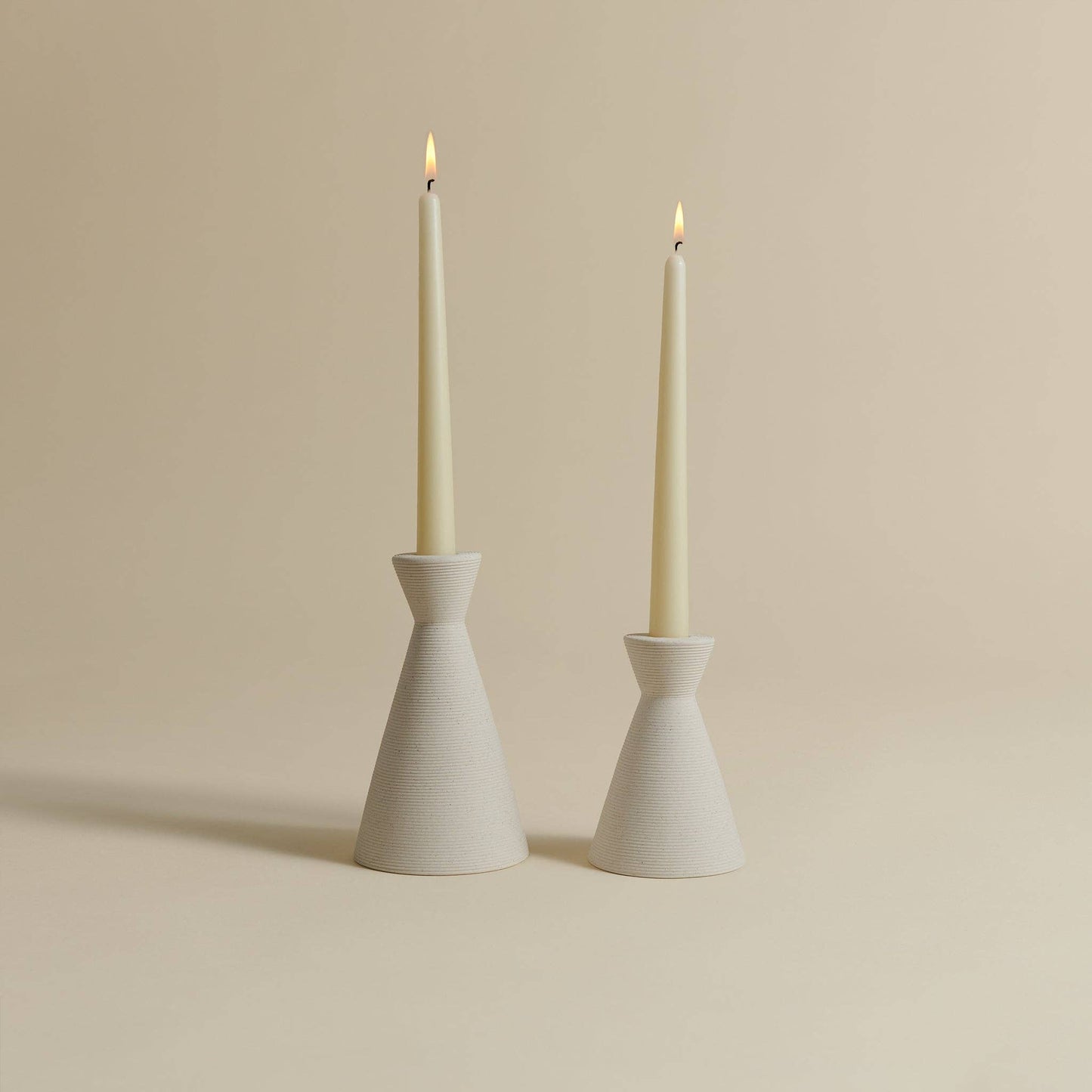 Large Candlestick Holder: Ivory Clay