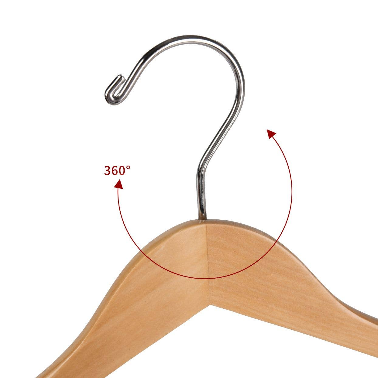 W5901 Curved Wooden Hanger 17.5" Locking bar Natural-Chrome