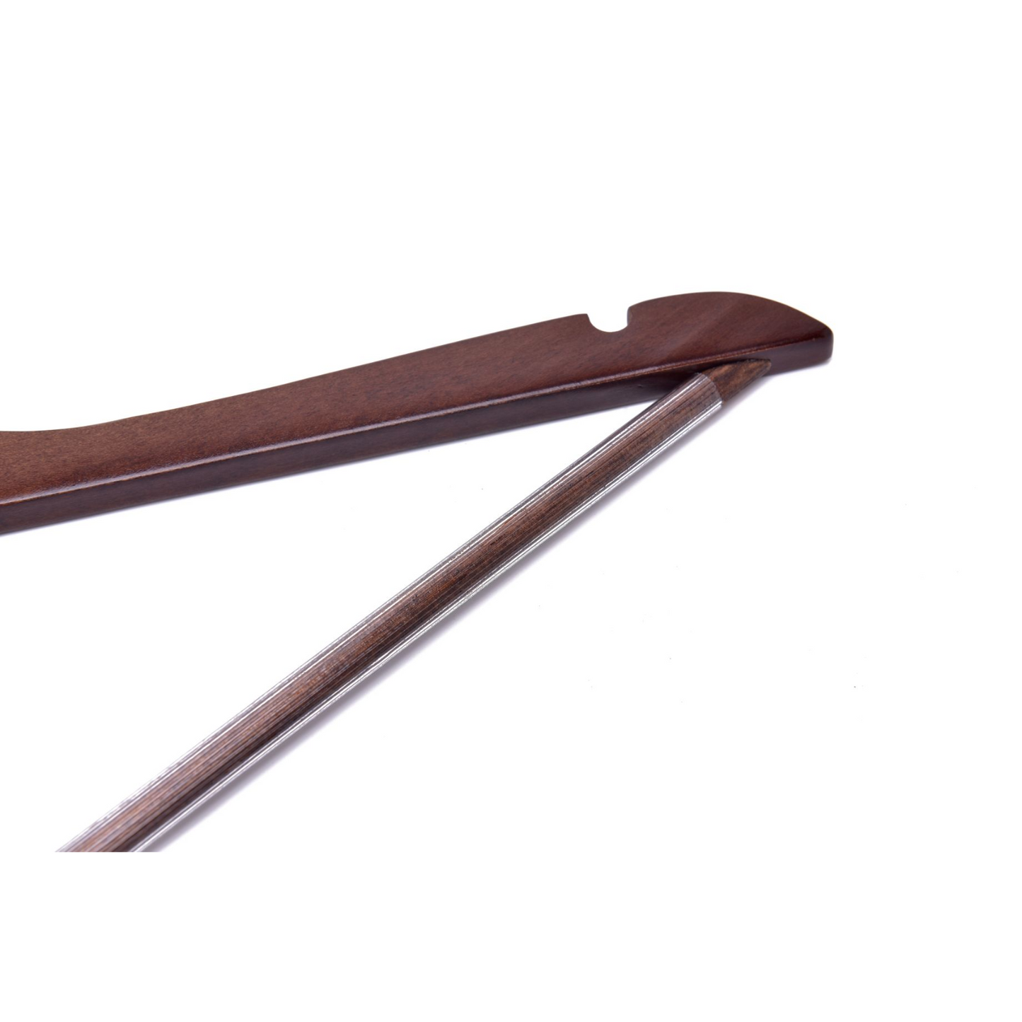 W020 Semi Curved Wooden Hanger 17.5" Walnut-Chrome - 80