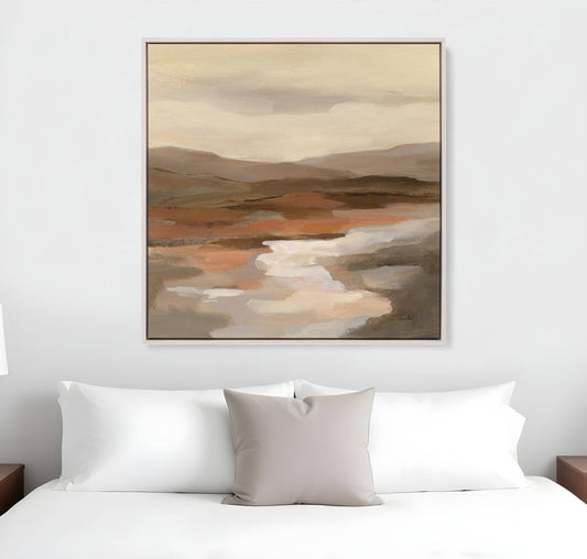 Cinnamon Riverbank I White Floater Frame Print Wall Art