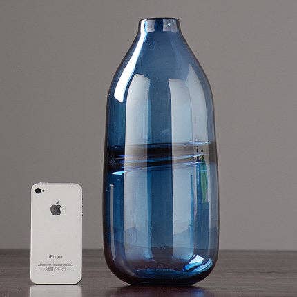 Thick Shadowy Unique Glass Vase: Blue / B