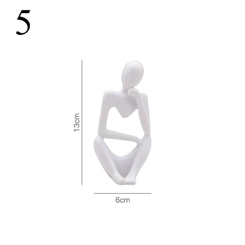 Abstract Thinker Statue Mini Resin Sculpture: Burgundy