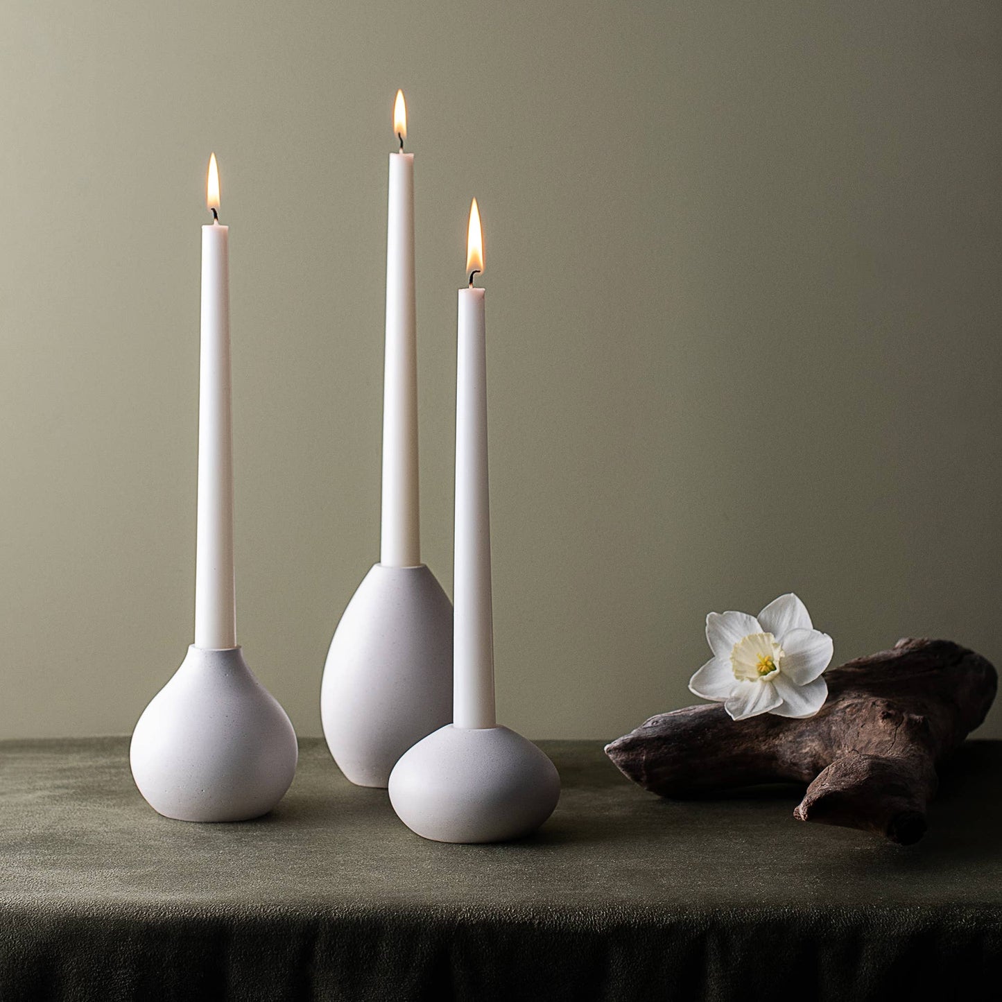 Teardrop Taper Candlestick Holders (Marble Infused): Medium