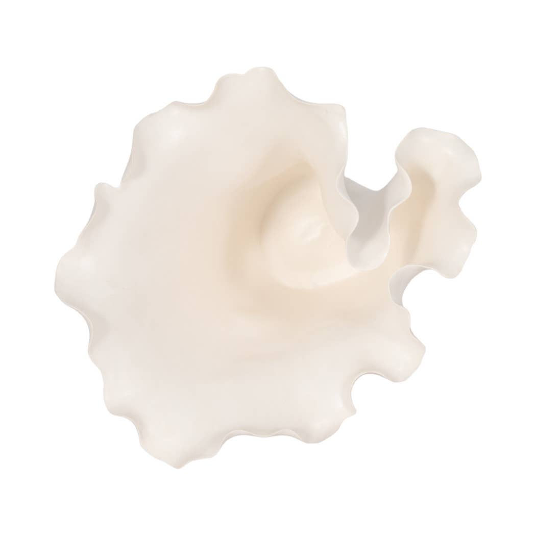 White 11x12 in. Ceramic Novelty Solid Handmade Flutter Vase