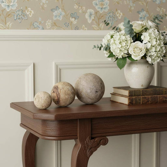 Set Of Three Wooden Spheres