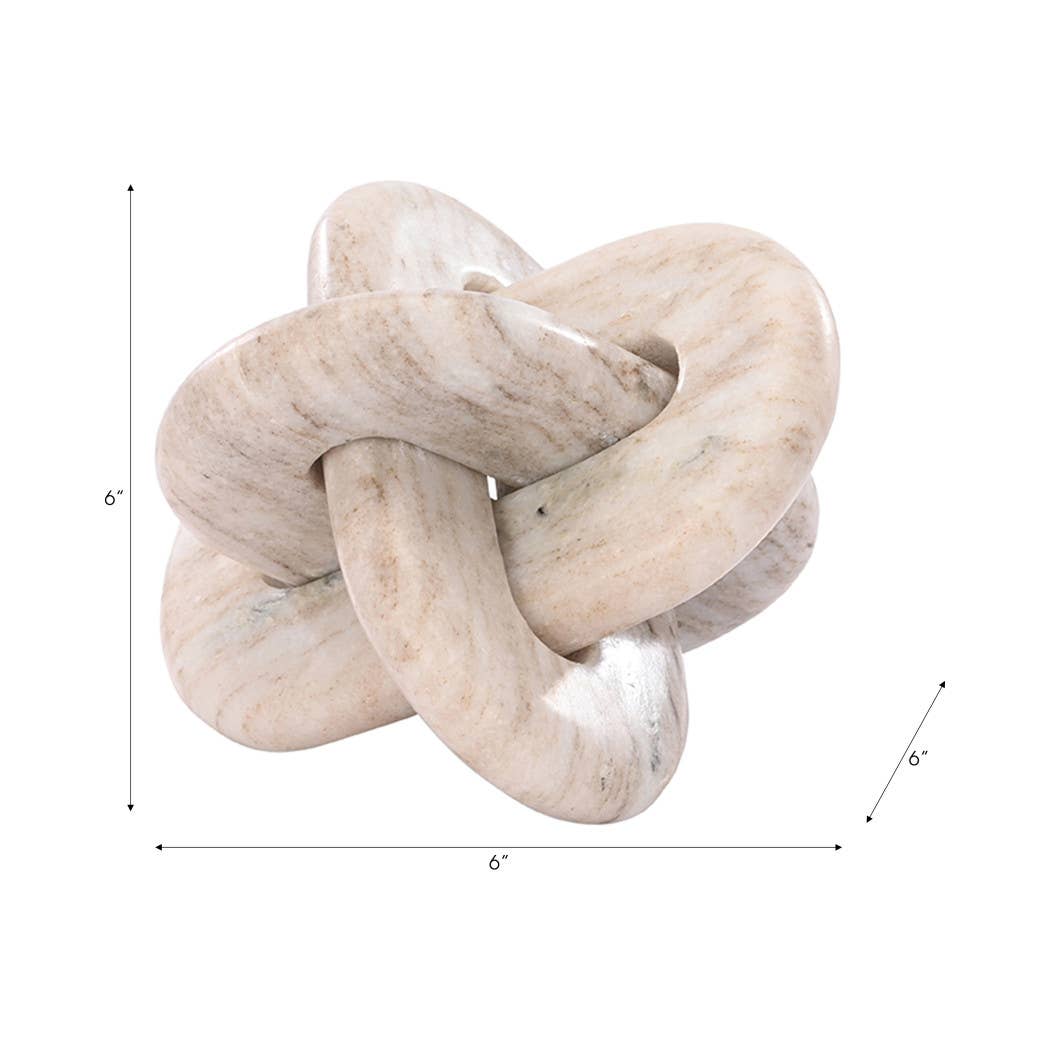 Decorative Object - Ivory Marble Modern Knot, 6 in.