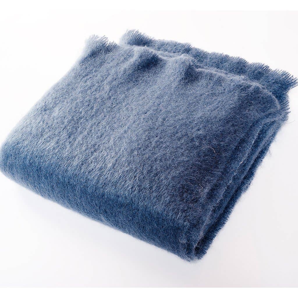 Luxe Mohair Throw: Denim