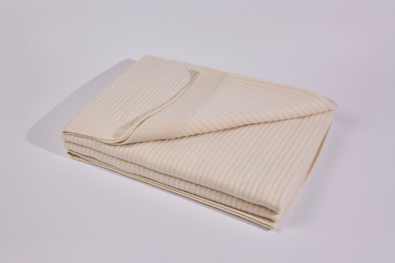 Cream Fisherman's Knit Cashmere Throw