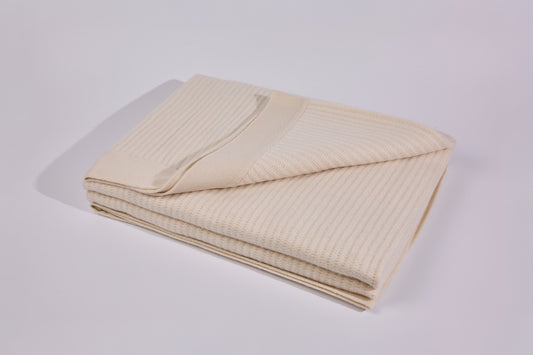 Cream Fisherman's Knit Cashmere Throw