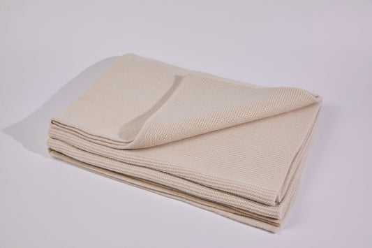 Cream Purl Knit Cashmere Throw