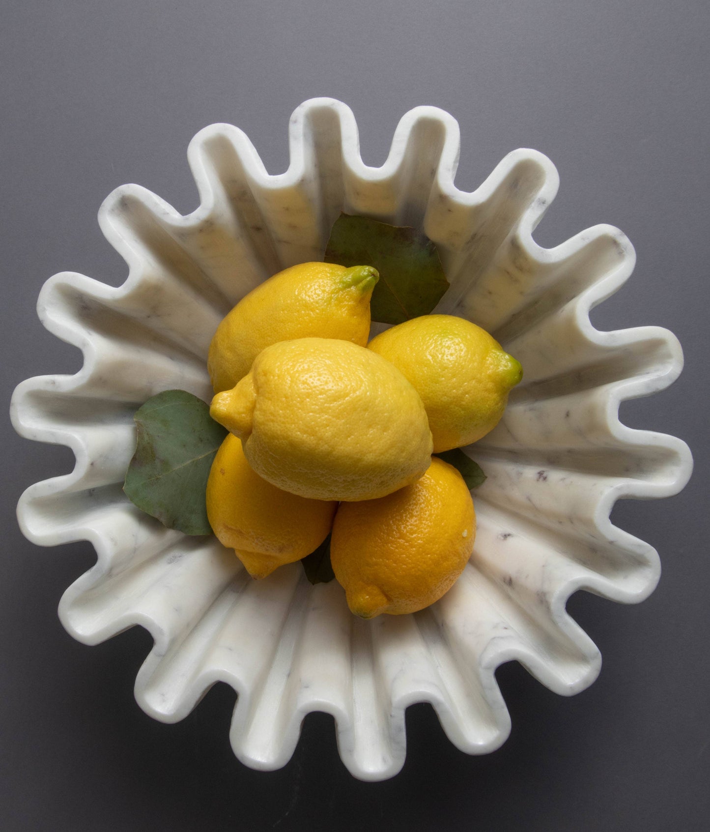 Marble Fine Carved Lotus Bowl 12" Dia