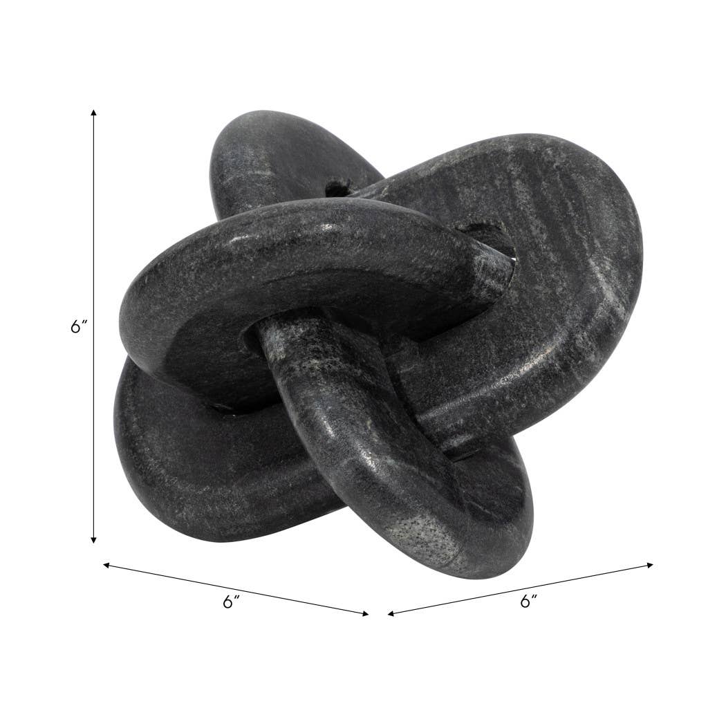Stone Marble Abstract Knot Decorative Object - Gray, 6 in.