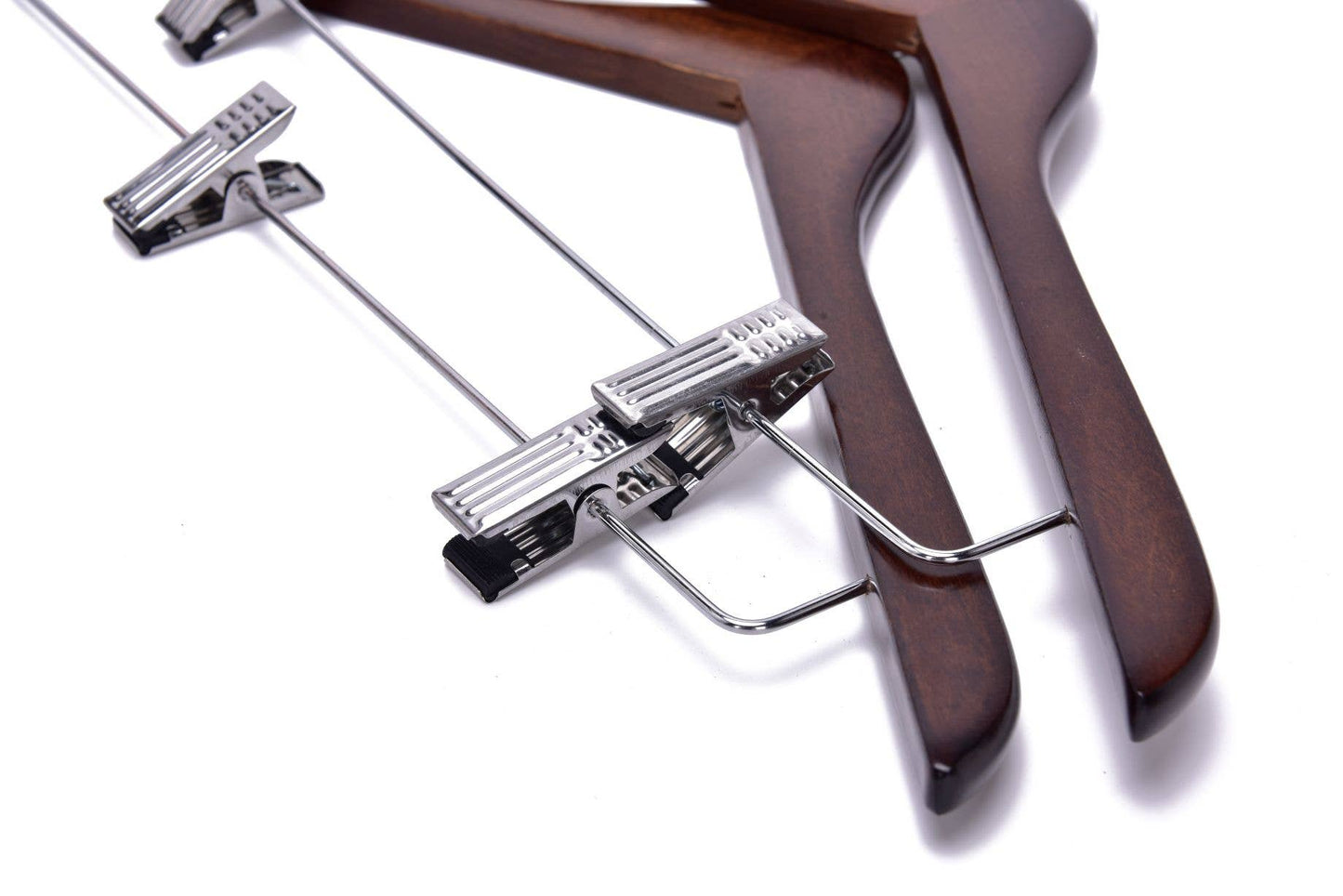 W022 Wooden Skirt Hangers 17", Walnut with Chrome hook - 100