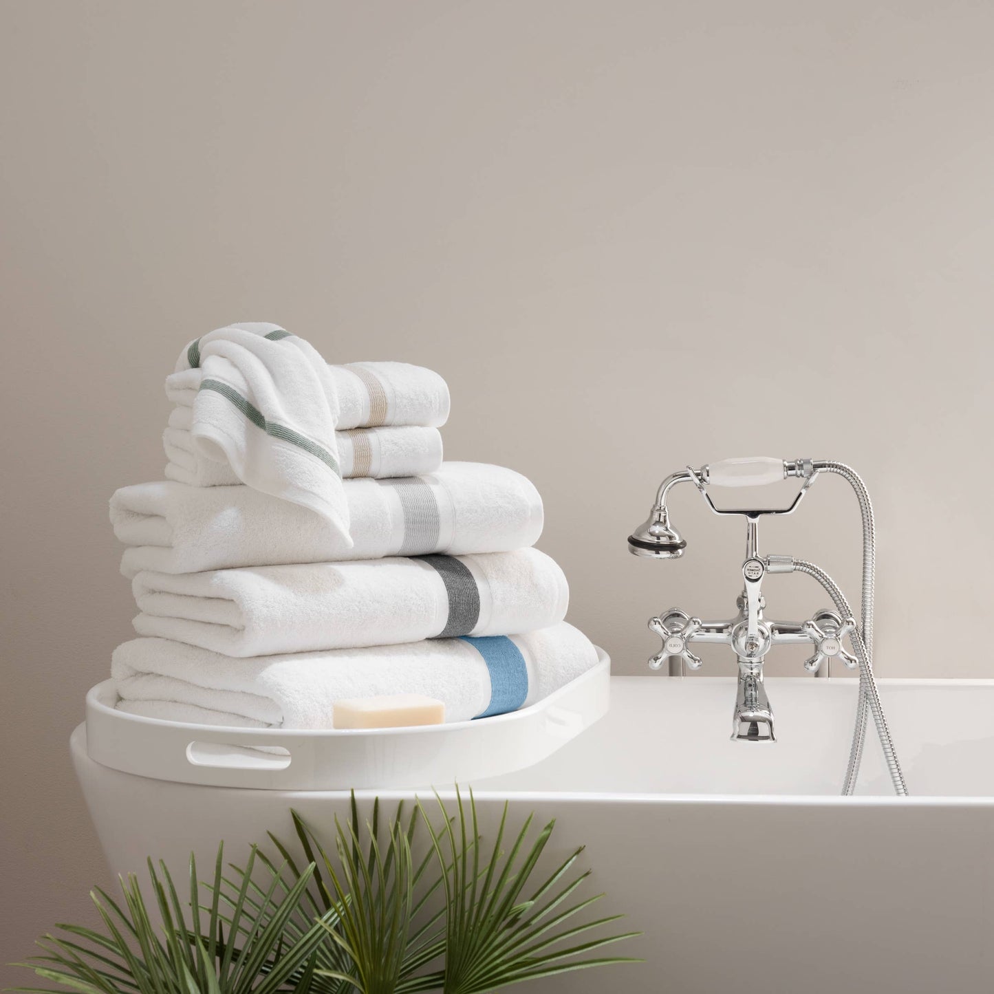 Eco-Friendly Recycled Turkish Hand Towel 4 Pack, Striped: Light Gray