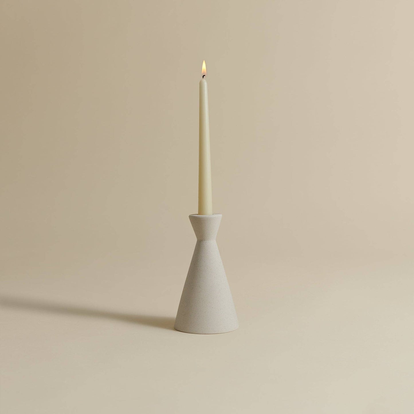 Large Candlestick Holder: Ivory Clay
