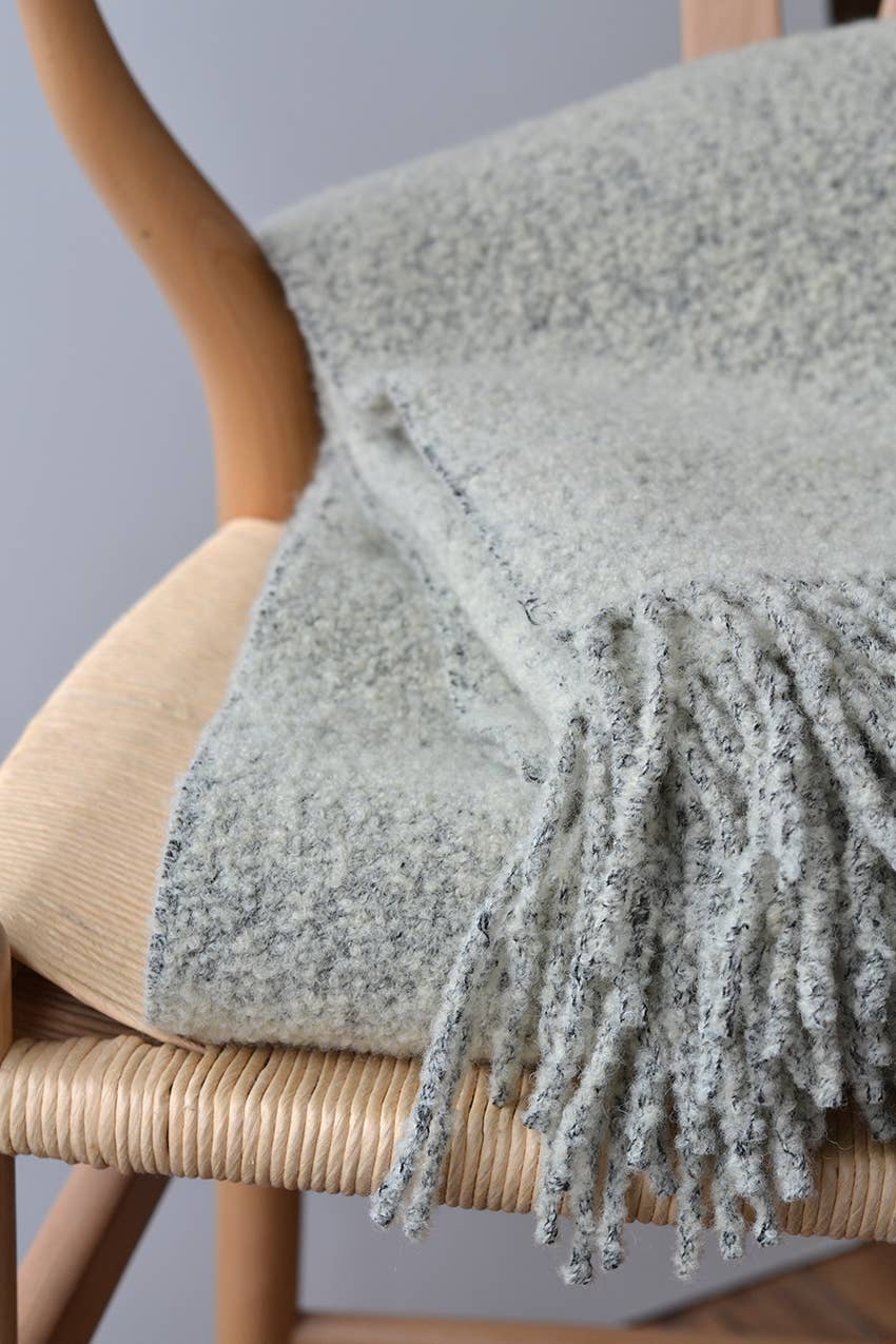 Baldwin Wool Boucle Throw: Ivory