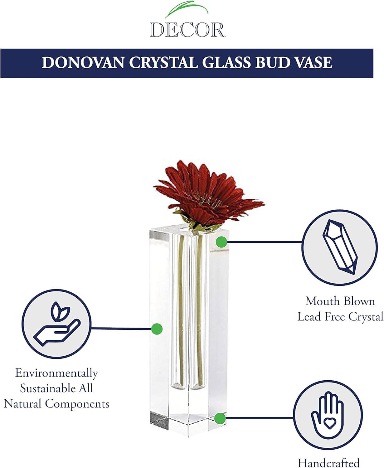 Donovan Handcrafted Square Optical Crystal 10" Vase