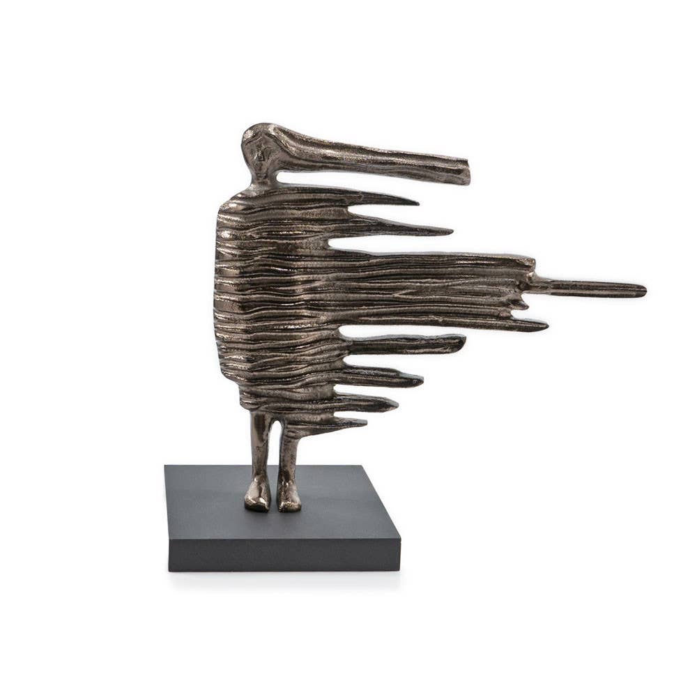 12" Bronze Aluminum Blown Away Woman Tabletop Sculpture