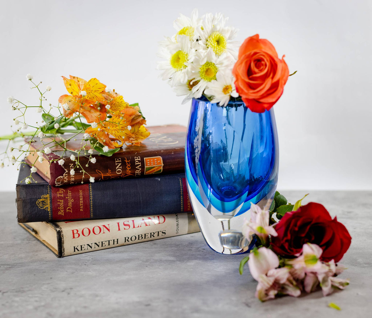 Azure Murano Style Art Glass 6'' Vase