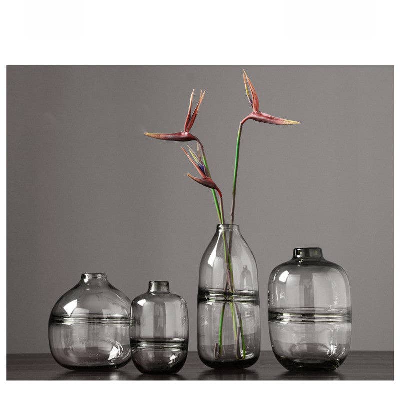 Thick Shadowy Unique Glass Vase: Blue / B