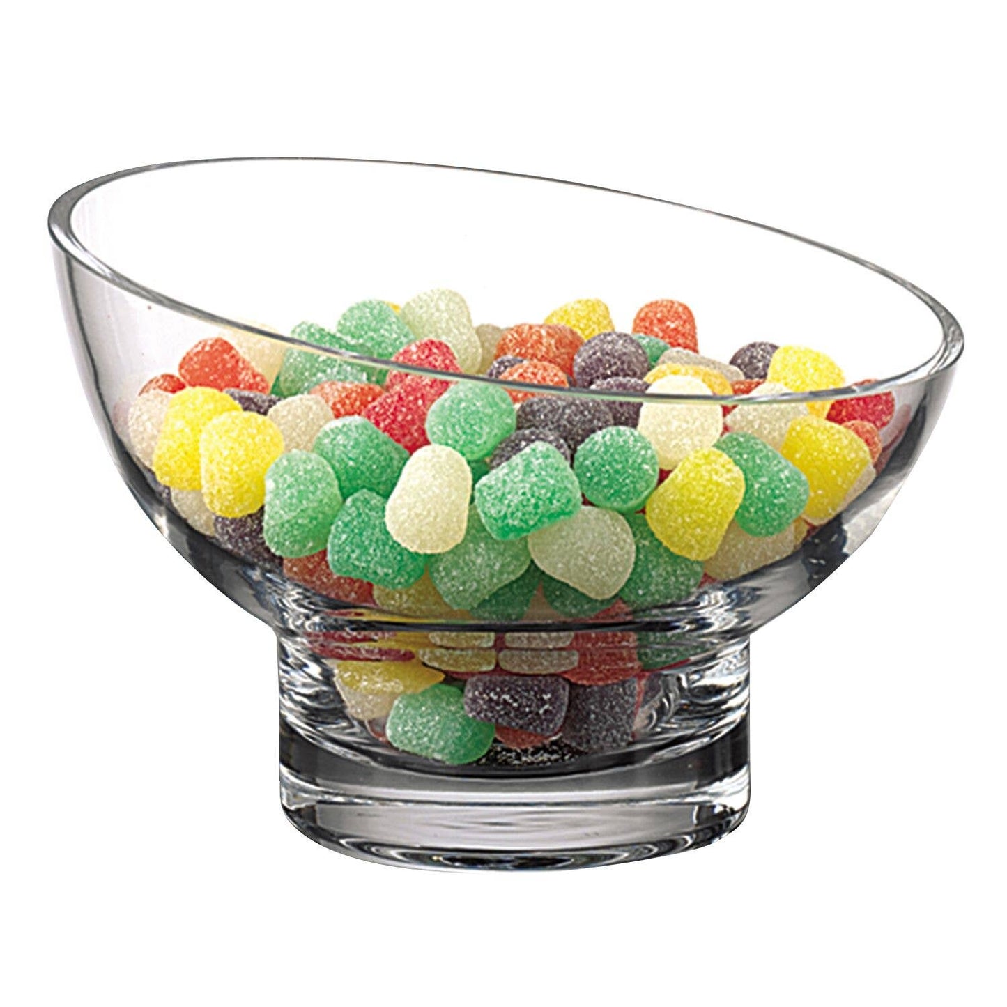 Kira Lead Free Mouth Blown Slant Cut Candy / Serving Bowl D6