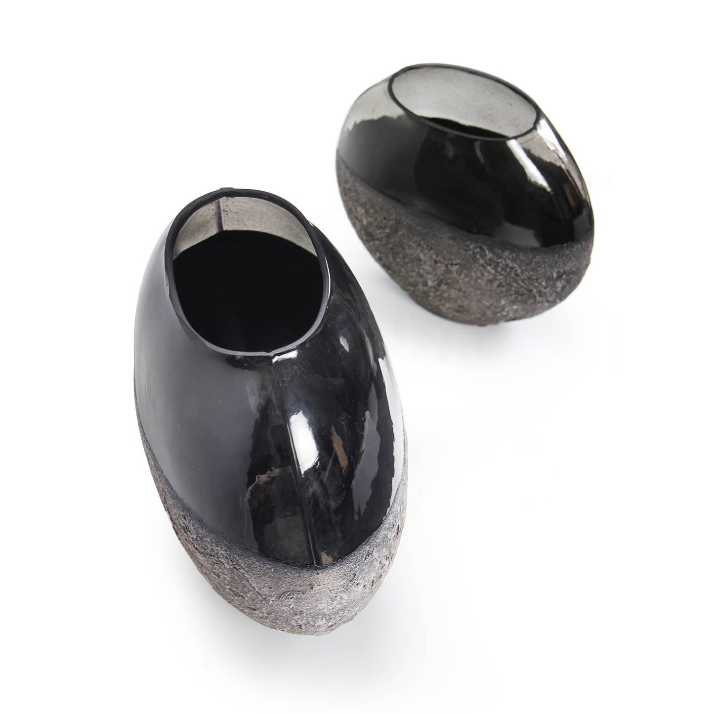 Lunar Decorative Glass Vase: Grey / H-9.25" | D-10.25" X 5"