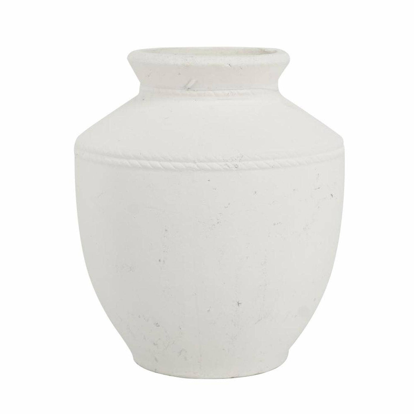 16" White Terracotta Round Jug Vase