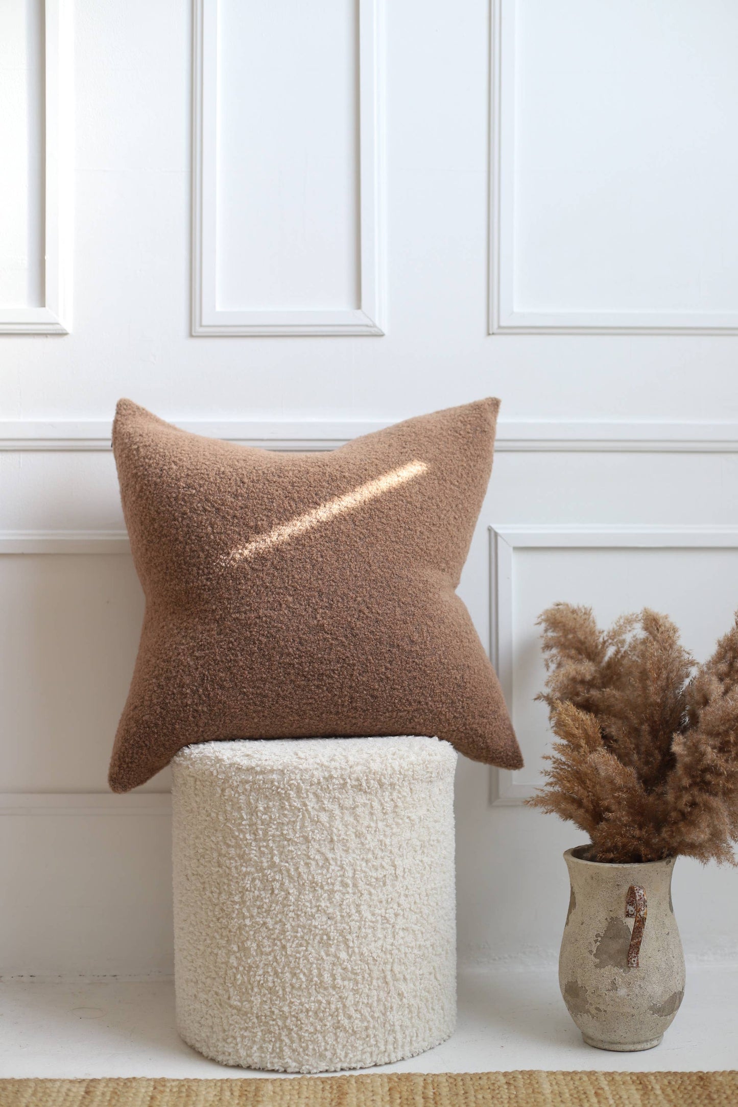 Baldwin Wool Pillow Cover: Ivory Melange Boucle