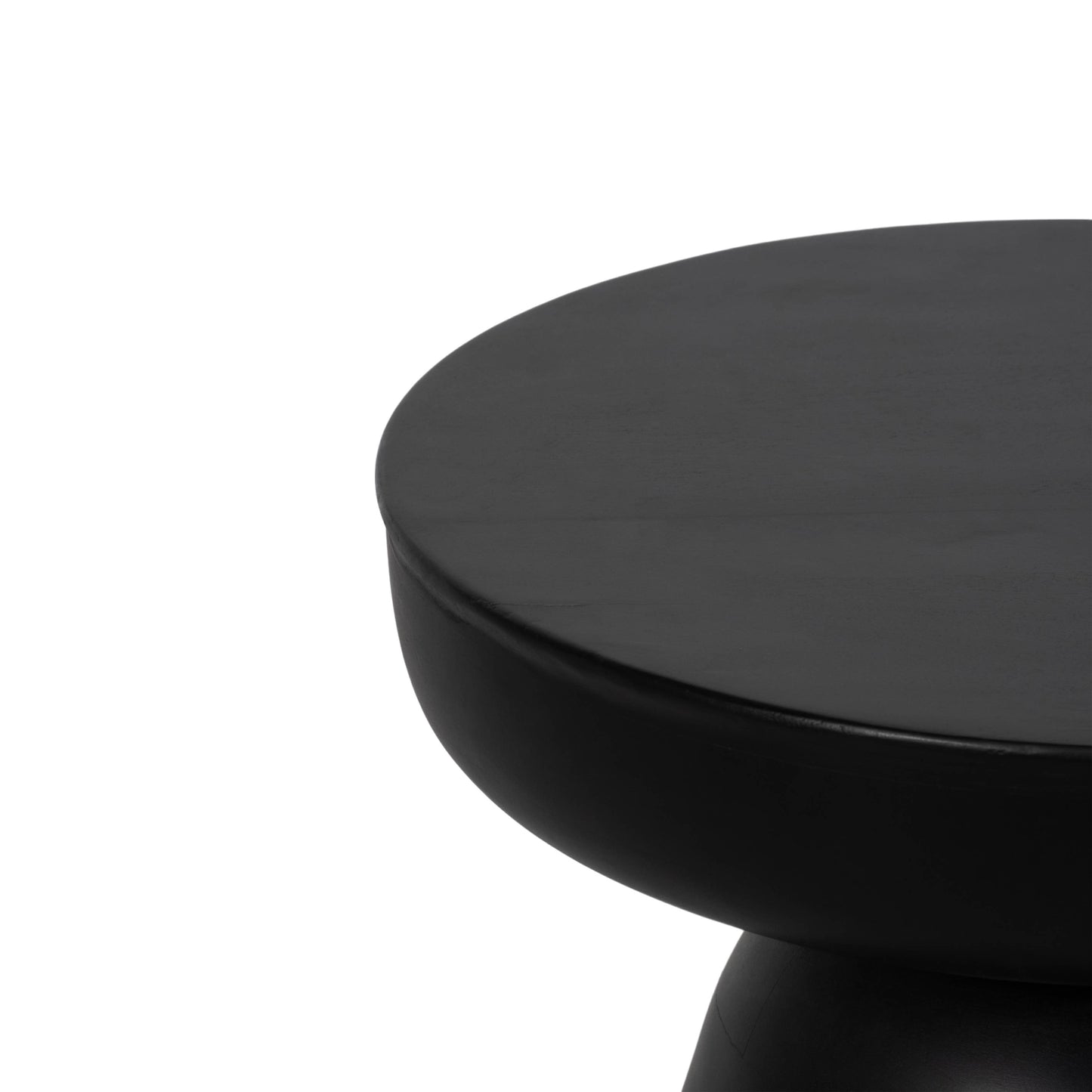 Side Table - Black Wood Round Drum Pedestal Base, 19 in.