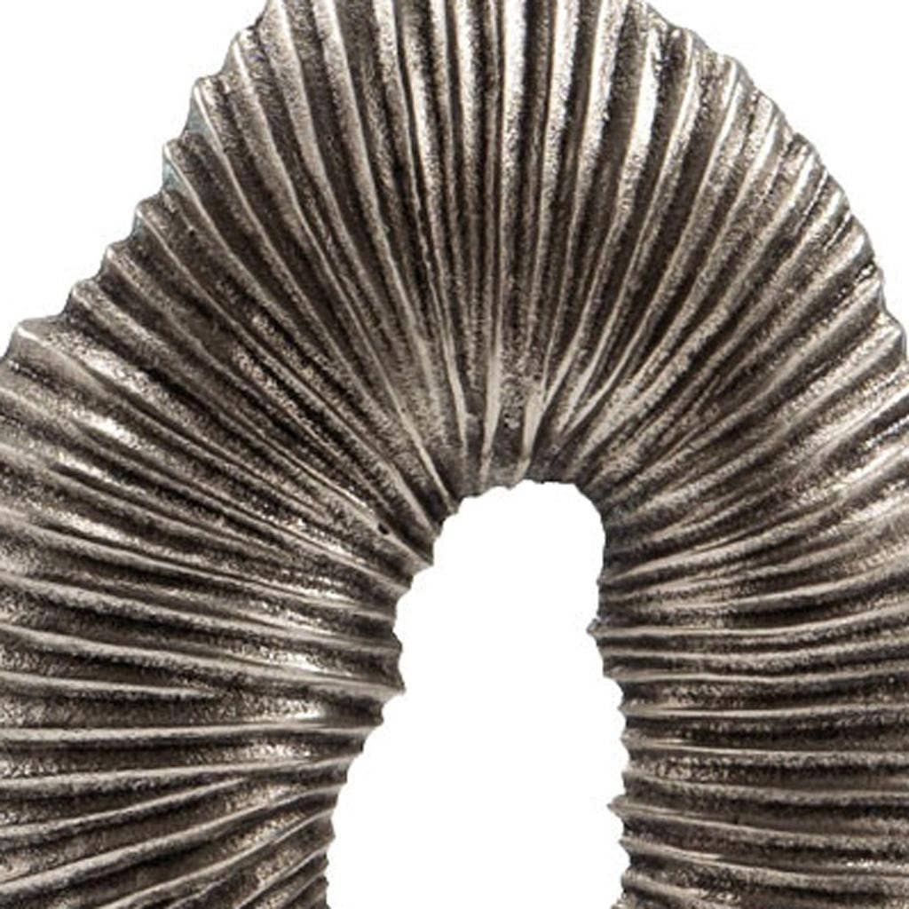 17" Silver And White Aluminum And Marble Tabletop Sculpture