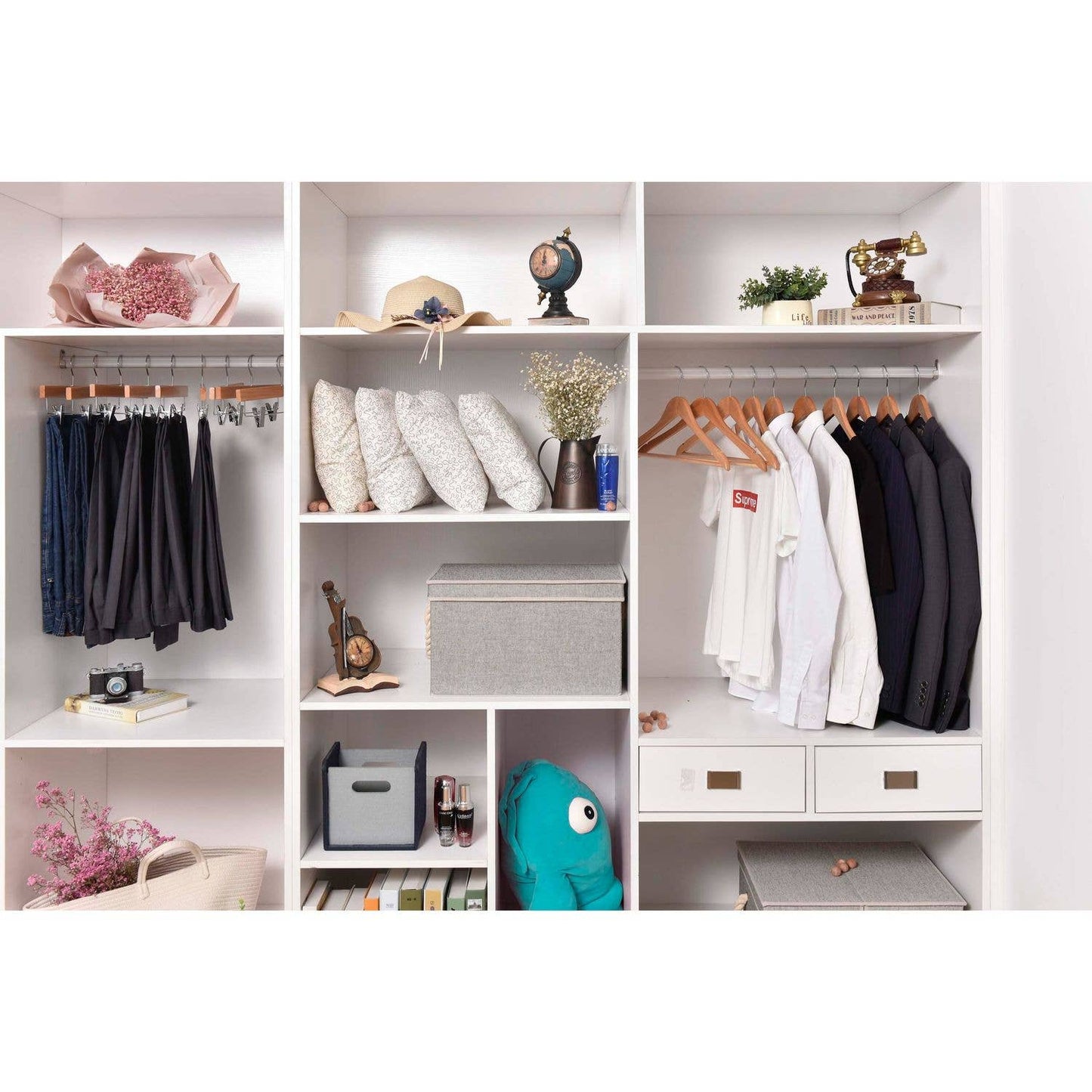 W033 -Wooden Straight Skirt Hanger -Natural/Chrome hook -100