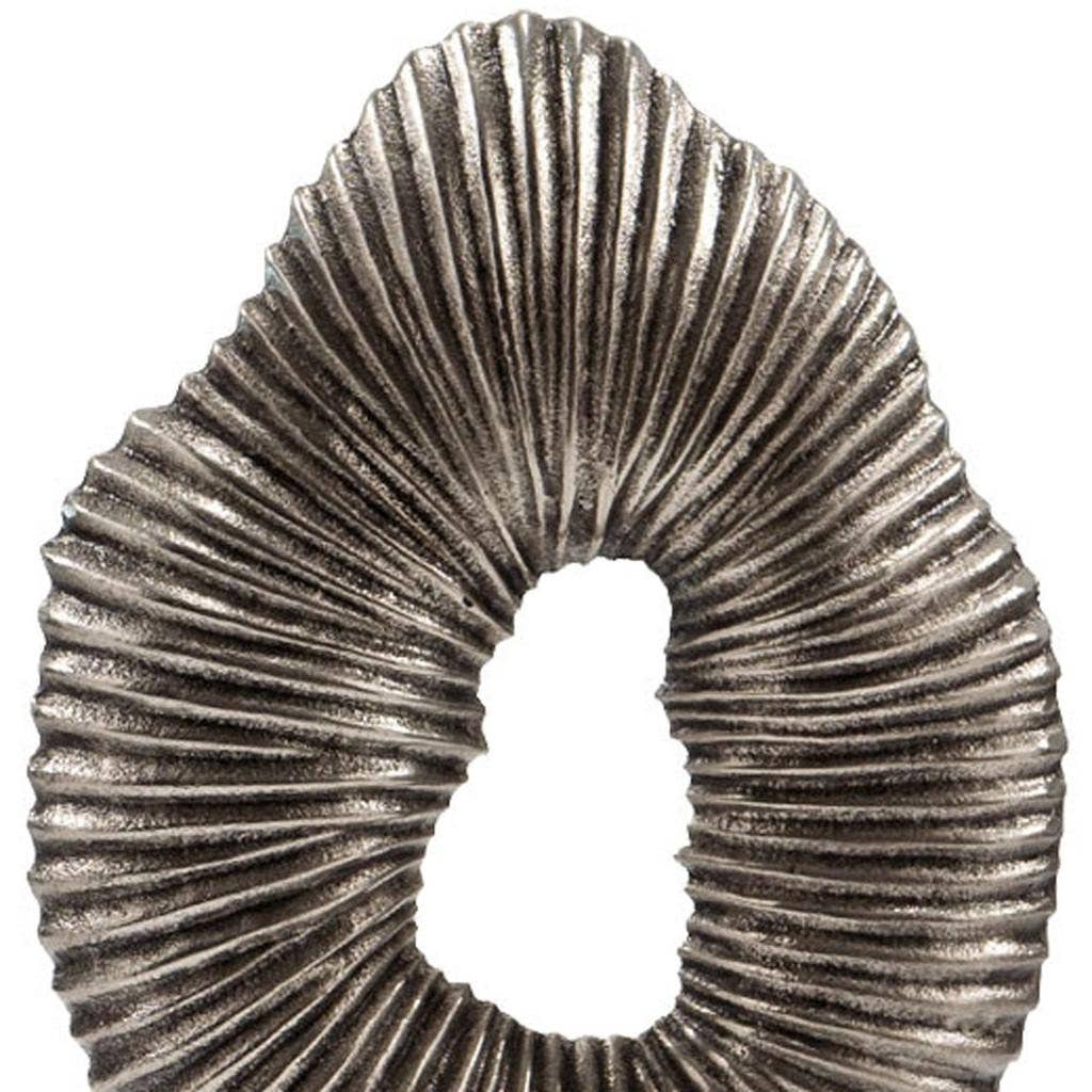 17" Silver And White Aluminum And Marble Tabletop Sculpture