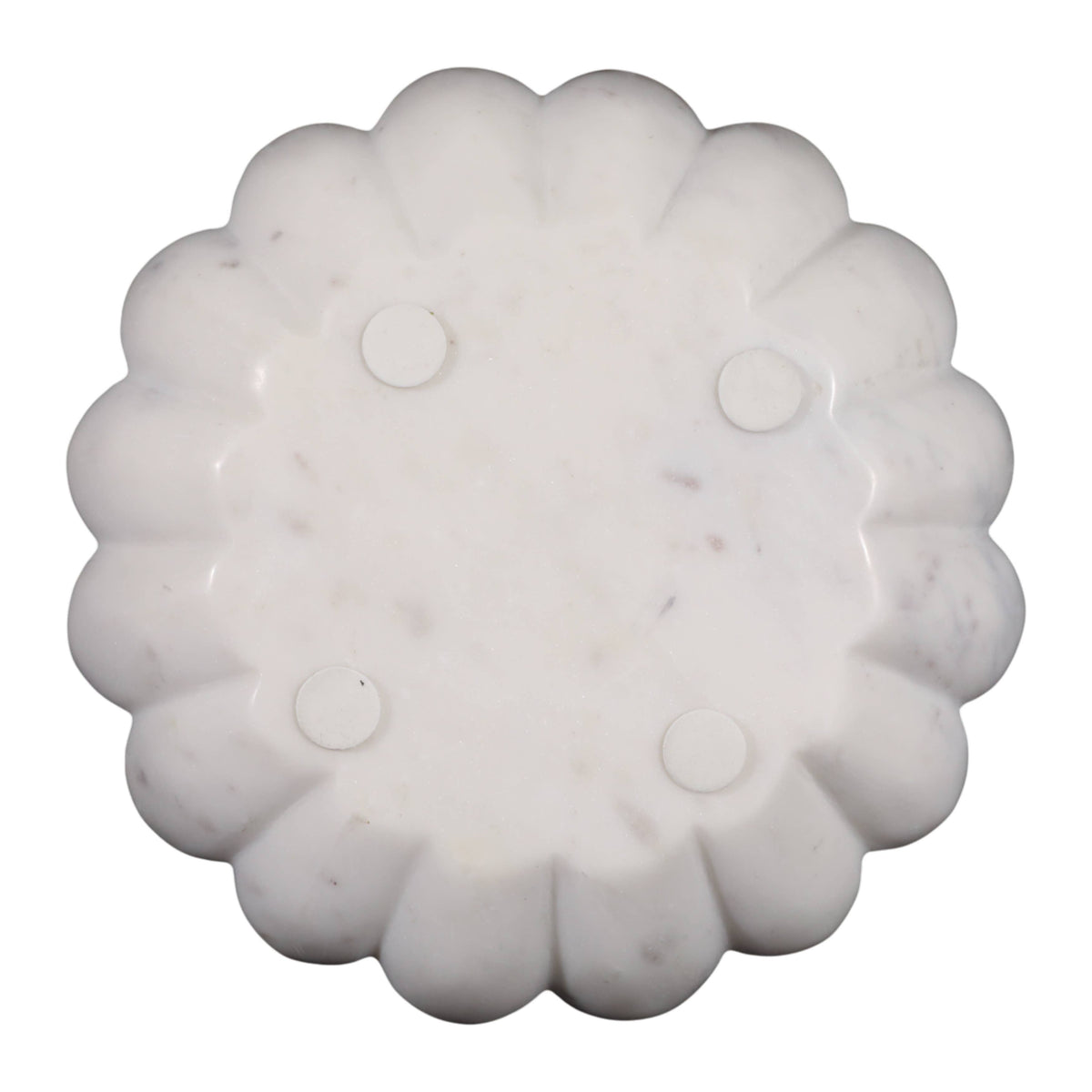 Decorative Bowl - White Marble Veined Shell Shaped, 12 in.