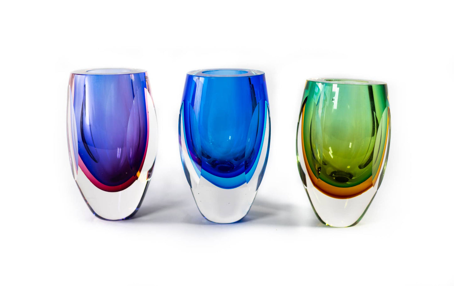Azure Murano Style Art Glass 6'' Vase