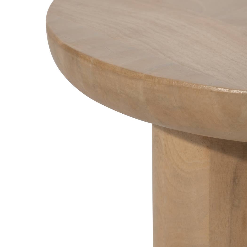 Wood Round Side Table with Sculptural Base - Brown, 18 in.