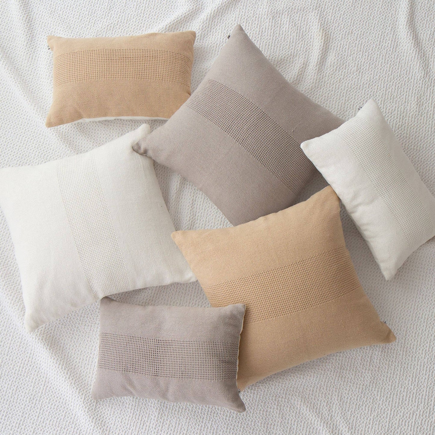 Lennox Woven Textured Pillow Cover: Cream / 20" X 20"