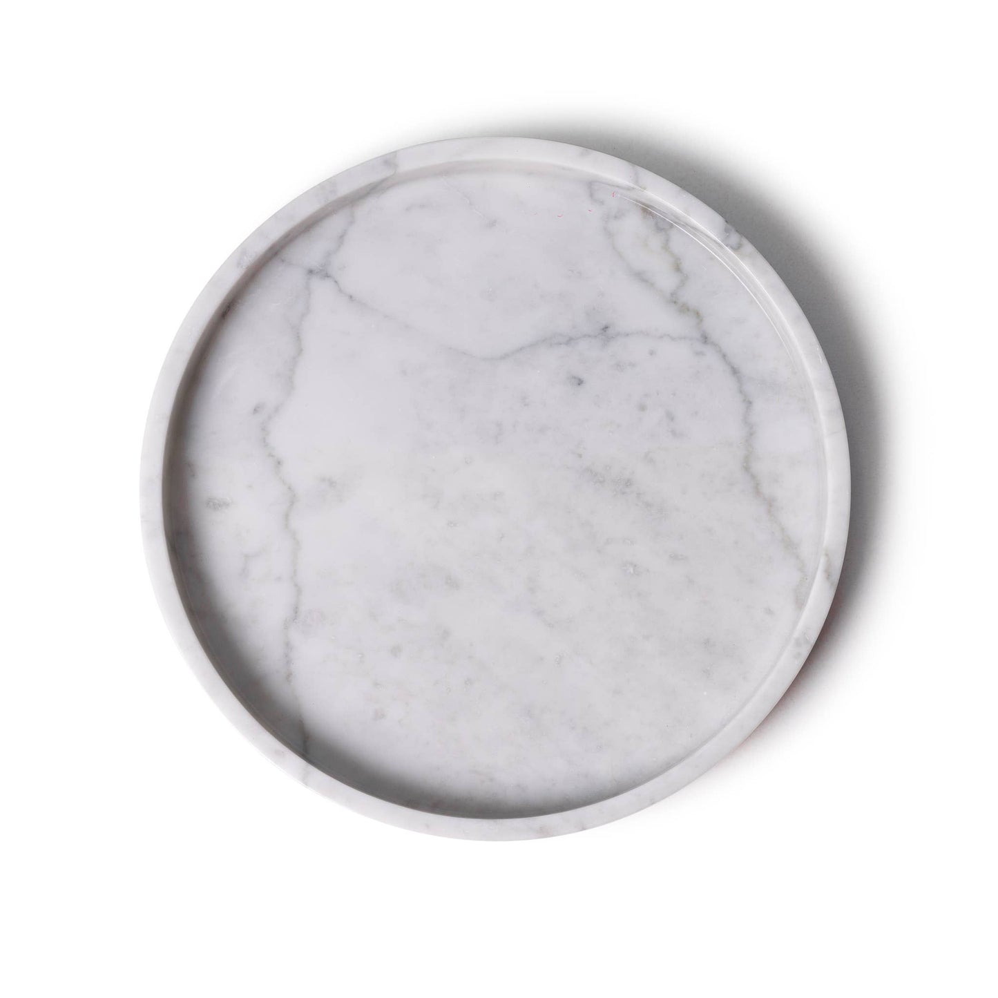 Marble tray round with edge Ø30cm white