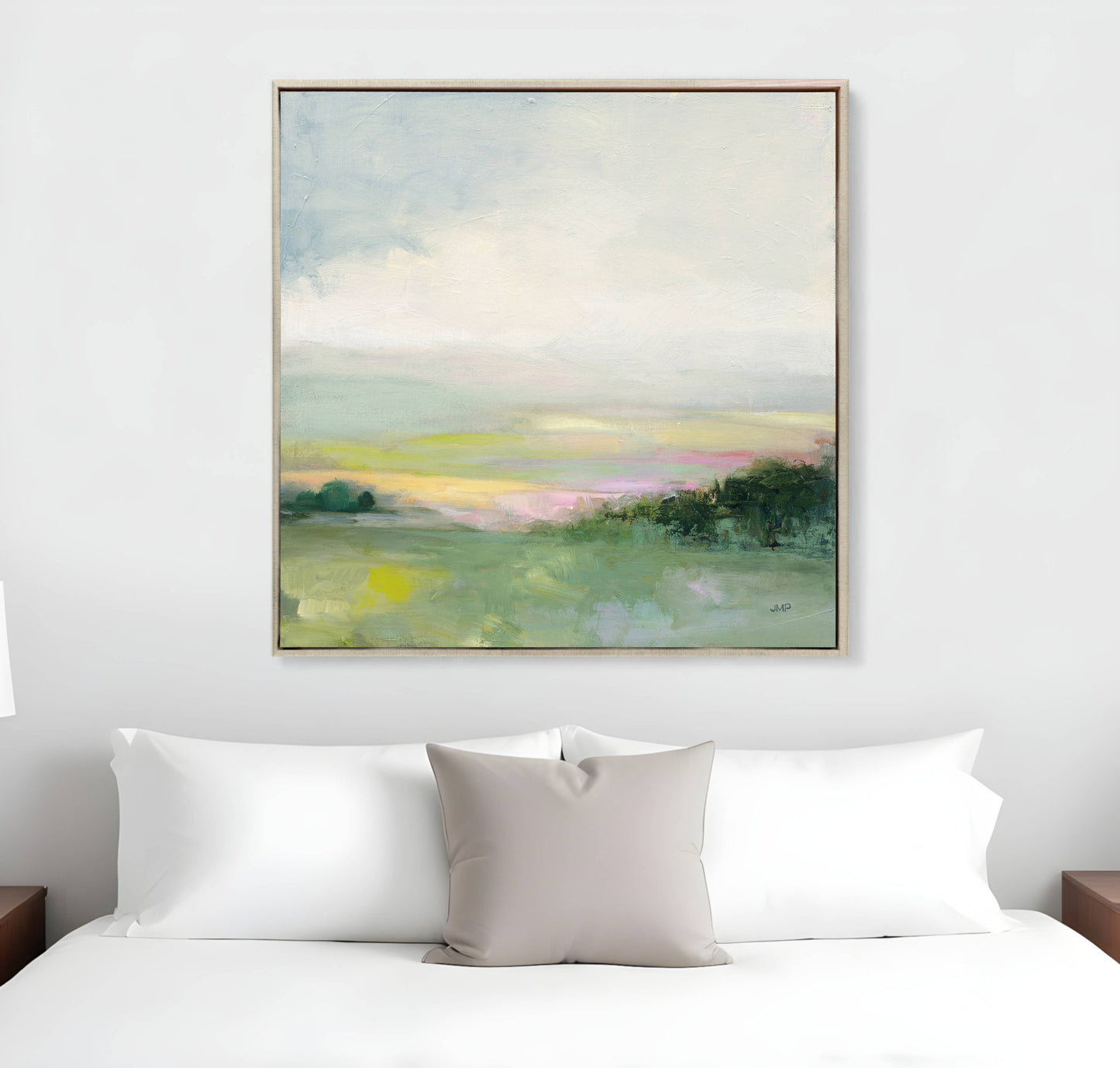 Glowing Valley White Floater Frame Print Wall Art